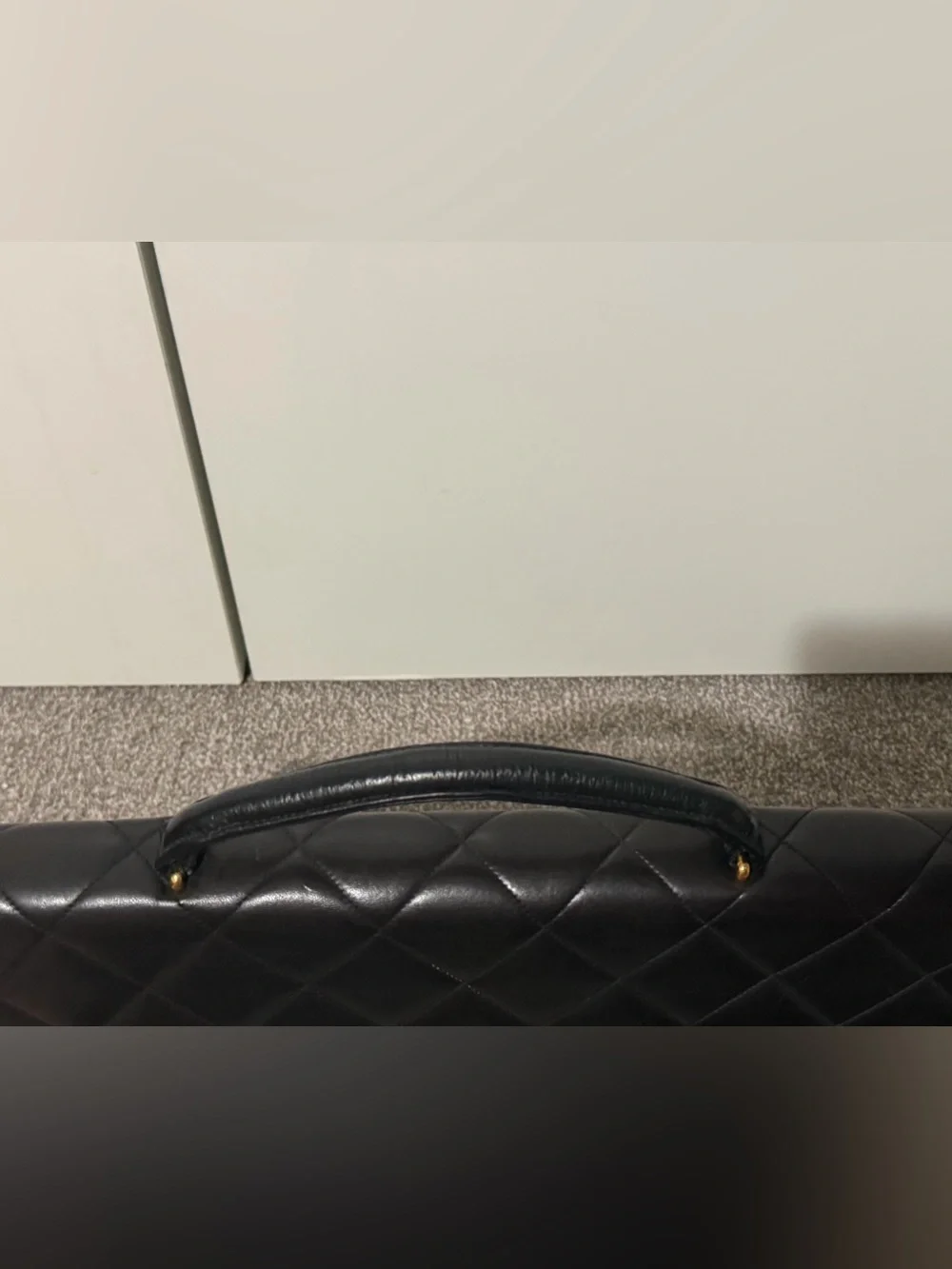 Chanel Gold HW Black Quilted Top Handle Business Bag